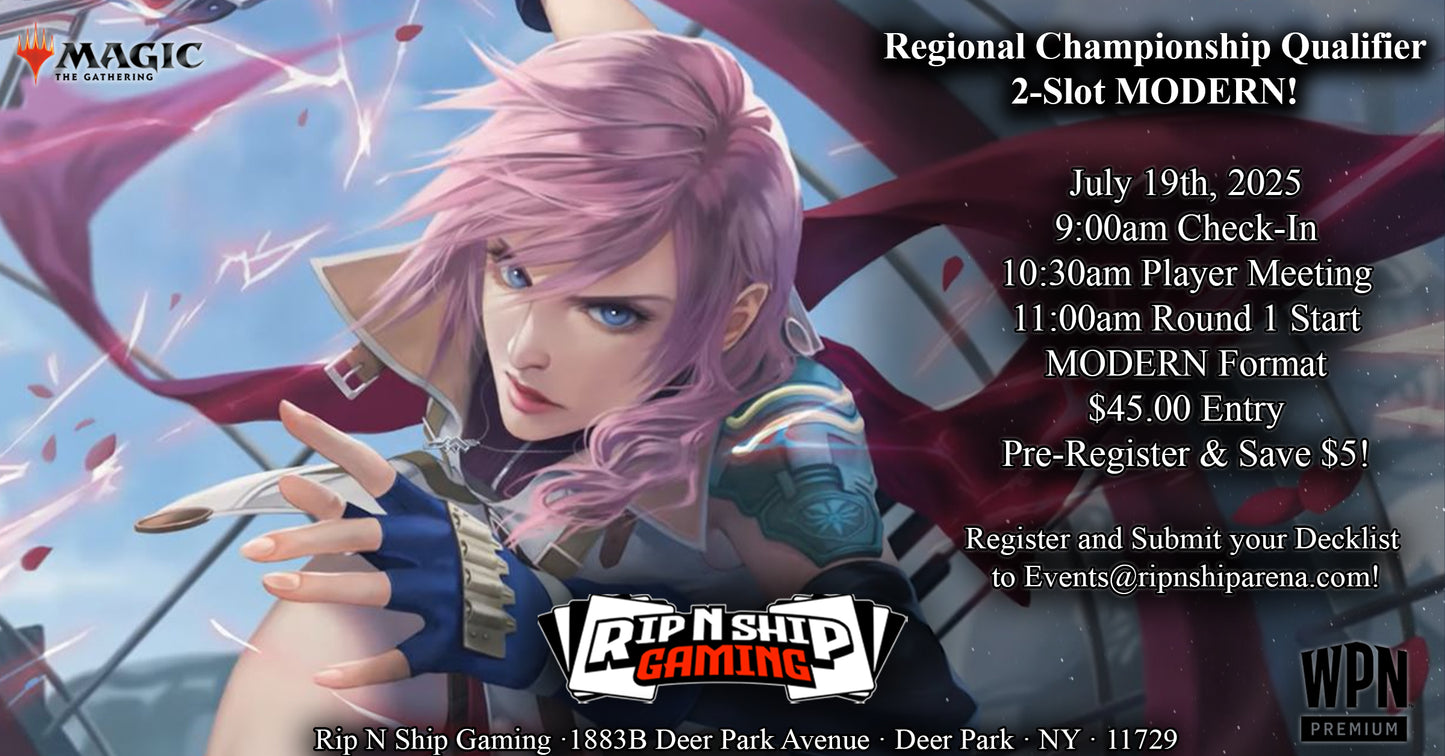 July 19th 2025 - Magic The Gathering Tournament Entry -US RCQ (3) | 2025-26 Round 1 2-Slot Modern Tournament