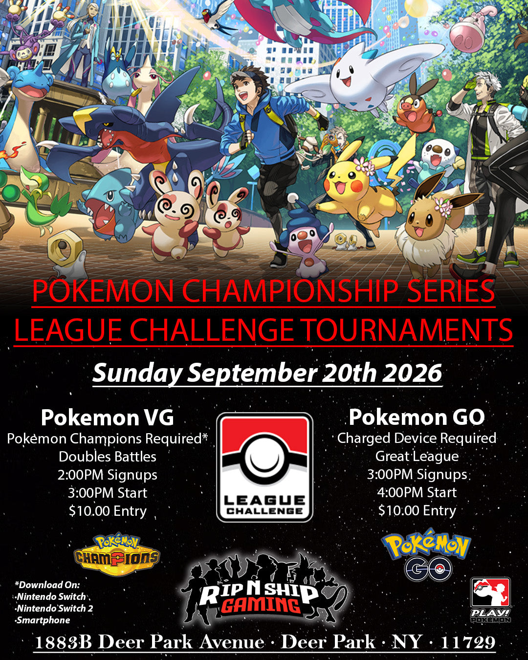 September 20th, 2026 - Pokemon Video Game League Challenge