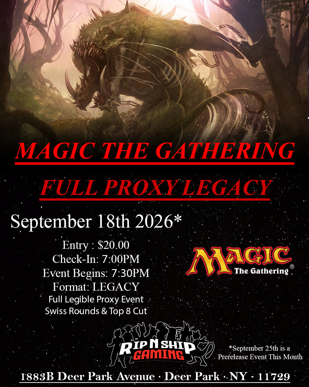 September 18th 2026 - Magic The Gathering - Monthly Legacy Tournament