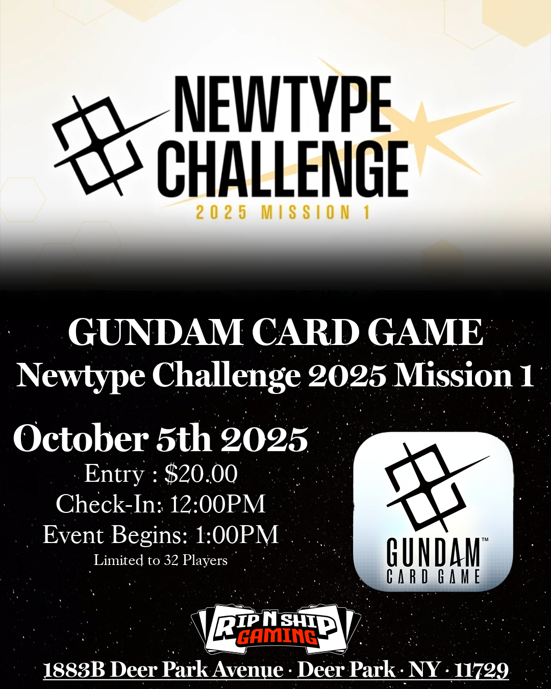 October 5th 2025 - Gundam Card Game Newtype Challenge 2025 Mission 1