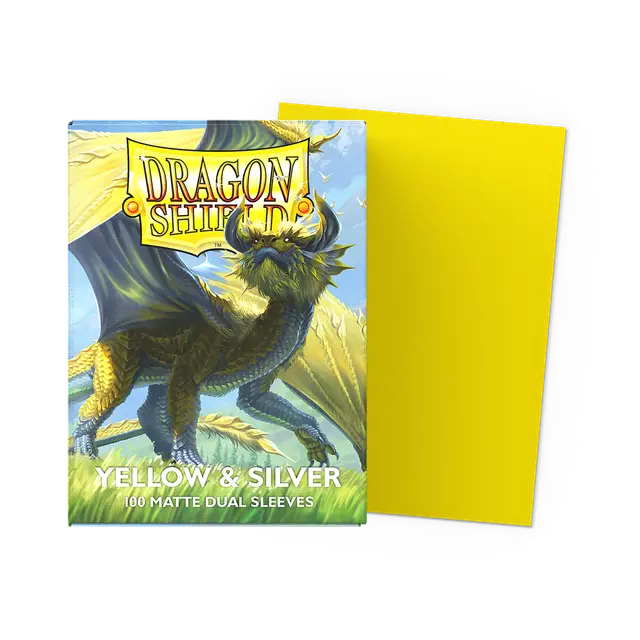 Dragon Shield: Standard 100ct Sleeves - Yellow & Silver (Dual Matte)