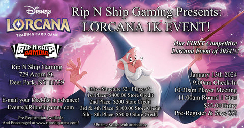 January 13th 2024 - Lorcana 1k Tournament