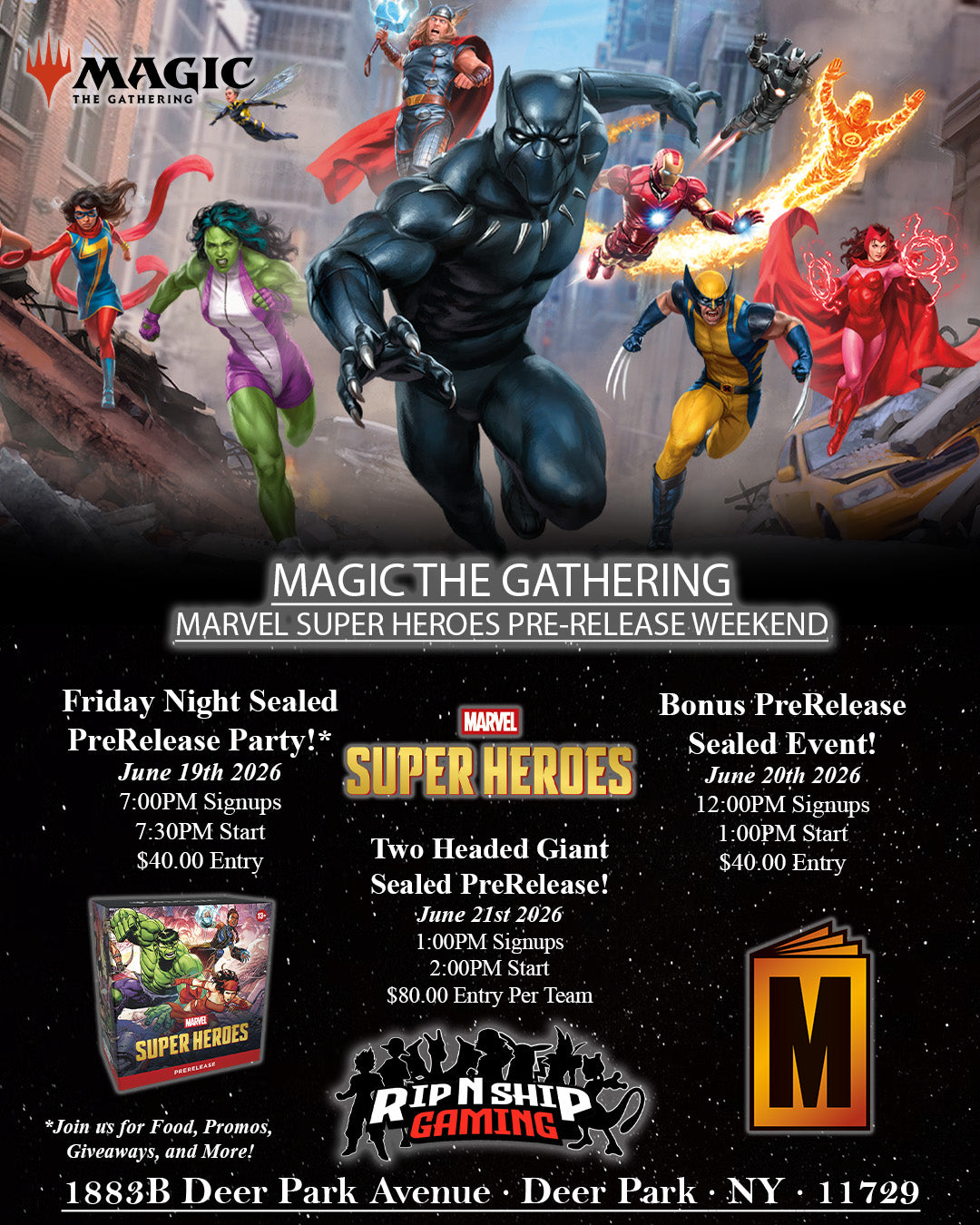 June 19th-21st 2026 - Magic The Gathering: Marvel Super Heroes - PreRelease Weekend Events!