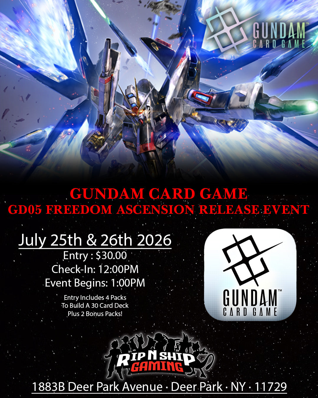 July 25th 2026 - Gundam Card Game Booster Pack Launch Event - [GD05] Freedom Ascension