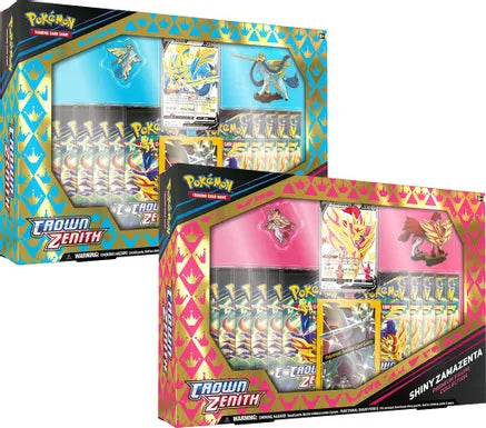 Pokemon TCG: Crown Zenith Shiny Zacian/Zamazenta V Premium Figure Collection- Case - 6 Boxes