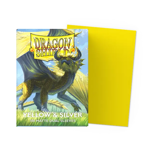 Dragon Shield: Standard 100ct Sleeves - Yellow & Silver (Dual Matte)