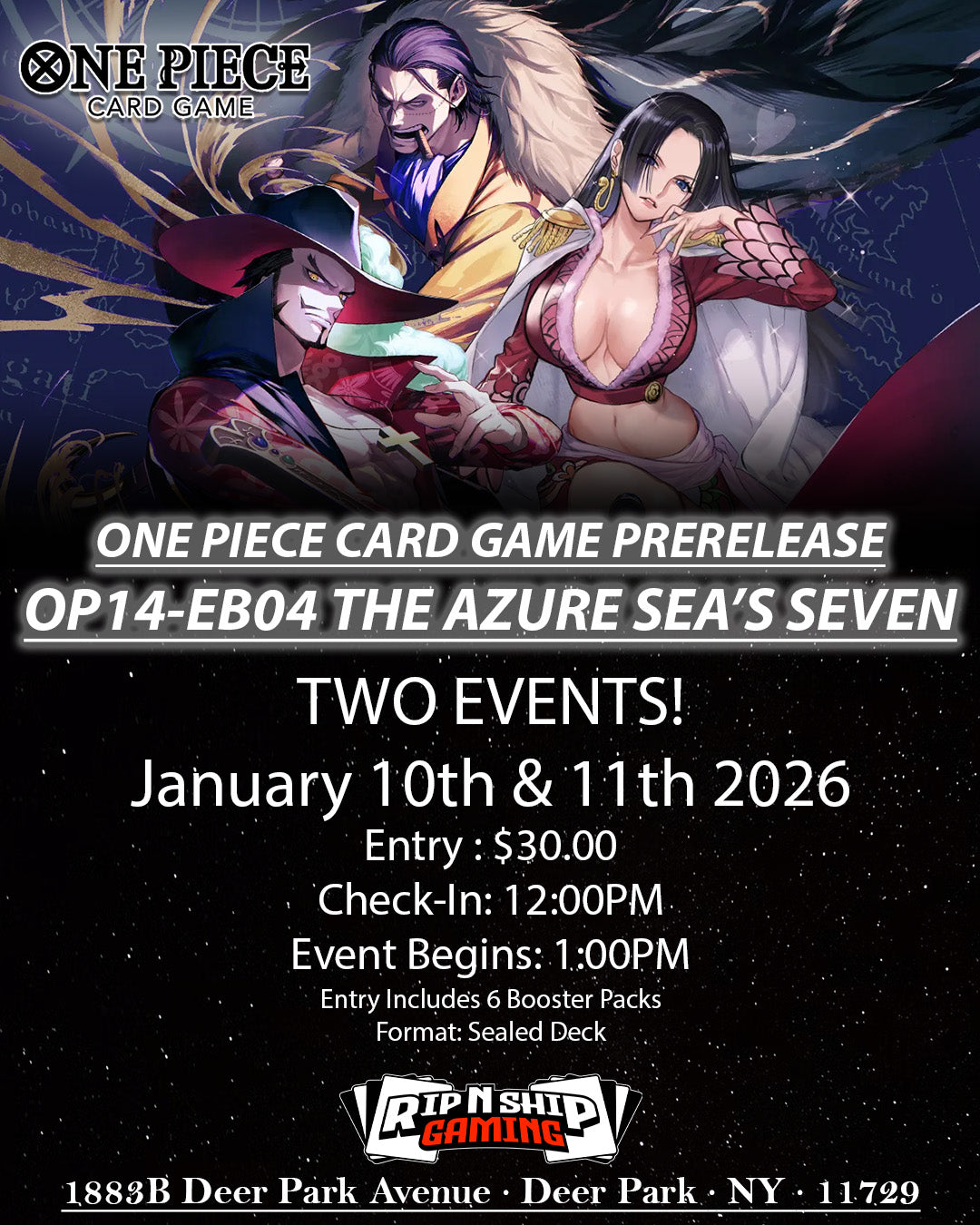 January 11th 2026 - One Piece Card Game OP14-EB04 The Azure Sea's Seven Release Event
