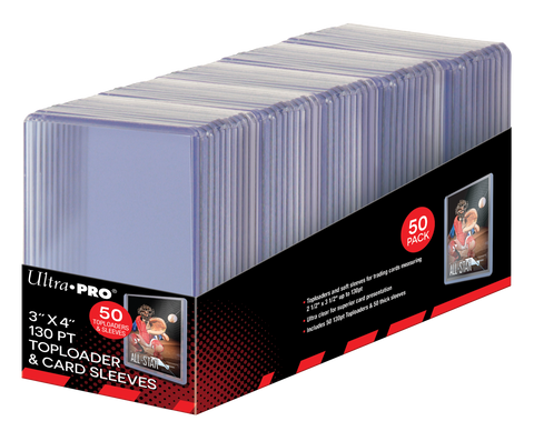 Ultra PRO: Toploader - 3" x 4" (50ct - 130pt with Card Sleeves)