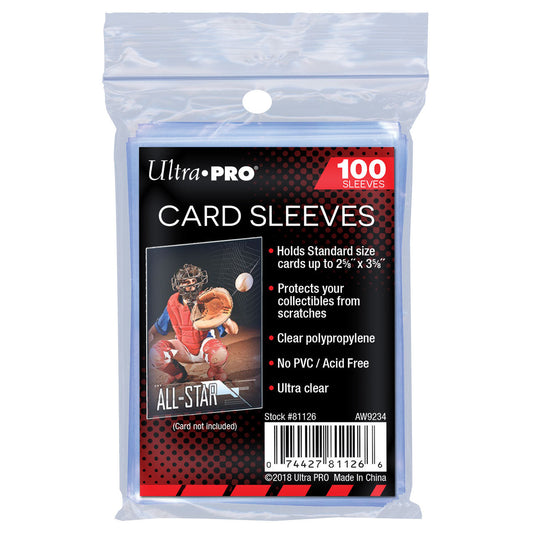 Ultra PRO: 100 Count Soft Card Sleeves - 2-1/2" X 3-1/2" (Penny Sleeves)