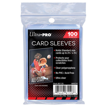 Ultra PRO: 100 Count Soft Card Sleeves - 2-1/2" X 3-1/2" Case
